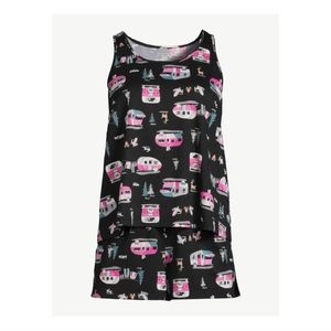 Joyspun Women's Print Tank Top and Shorts Pajama Set
